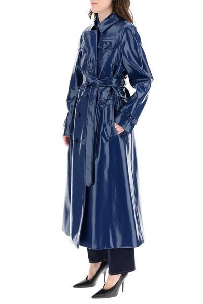 Shop Burberry Coated Trench Coat In Ink Blue