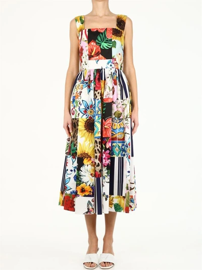 Shop Dolce & Gabbana Patchwork Print Dress In Multicolor