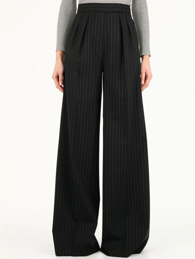 Shop Max Mara Orsola Trousers In Wool Canvas In Black