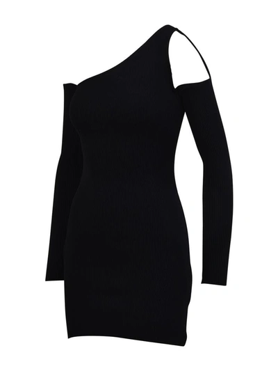 Shop Amiri Off-shoulder Mini Dress In Black