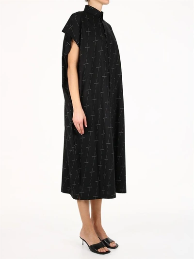 Shop Balenciaga Logo Maxi Dress Black