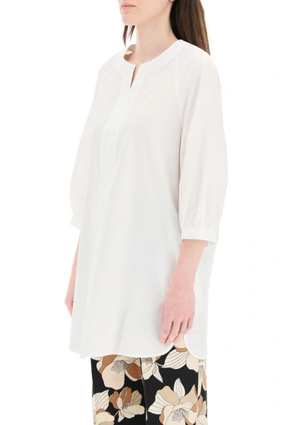 Shop Max Mara Studio Poplin Blouse In Bianco Ottico