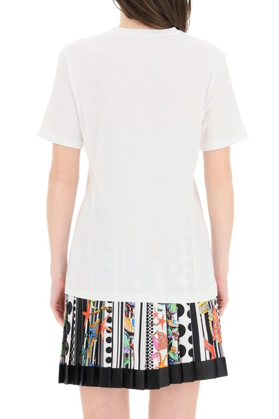 Shop Versace T-shirt With Logo In Bianco Celeste