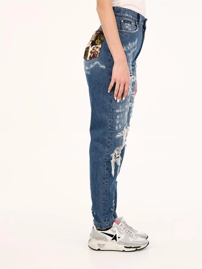 Shop Dolce & Gabbana Distressed Denim Jeans In Light Blue