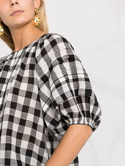 Shop The Great The Carriage Gingham Blouse In White Blue