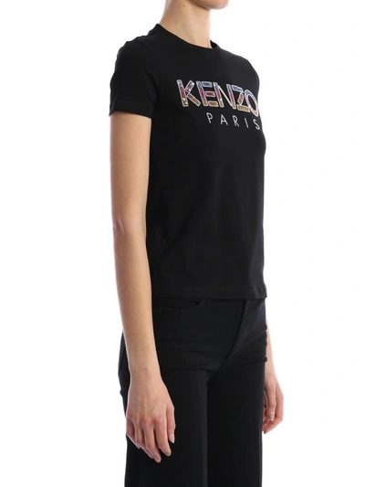 Shop Kenzo T-shirt Sequins Logo In Black