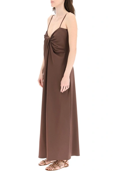 Shop Valentino Long Cady Dress In Cacao