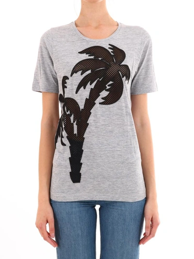 Shop Dsquared2 Gray Cotton Palm T-shirt In Grey