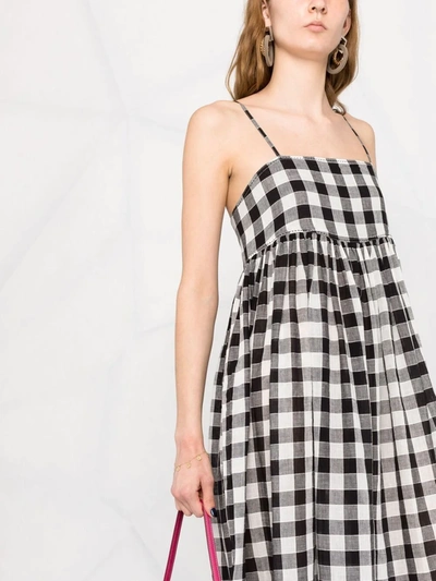 Shop The Great The Dainty Gingham Midi Dress In White Blue