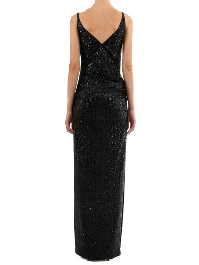 Shop Balmain Sequins Long Dress In Black