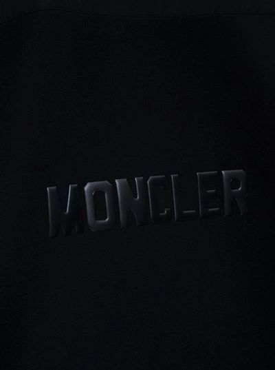 Shop Moncler Hooded Cape In Black Modal