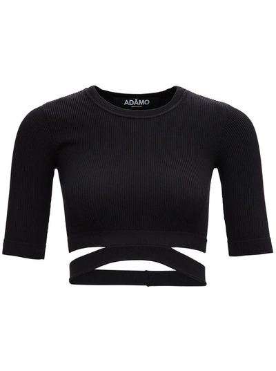 Shop Adamo Black Ribbed Knit Sweater