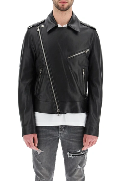 Shop Balmain Biker Jacket In Noir