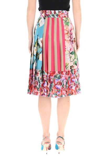 Shop Dolce & Gabbana Patchwork Pleated Skirt In Variante Abbinata