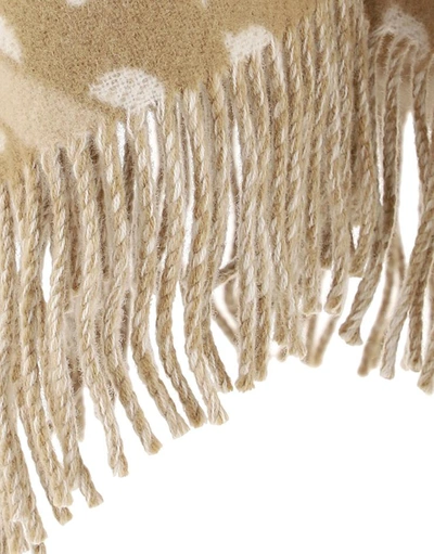 Shop Burberry Fringed Wool Cape In Beige