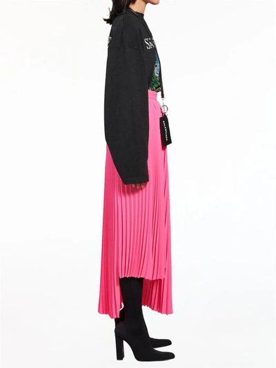 Shop Balenciaga Asymmetric Pleated Skirt In Fuxia