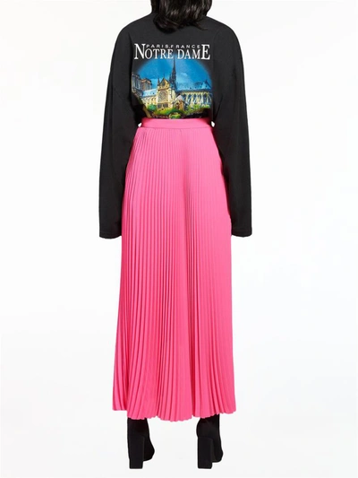 Shop Balenciaga Asymmetric Pleated Skirt In Fuxia