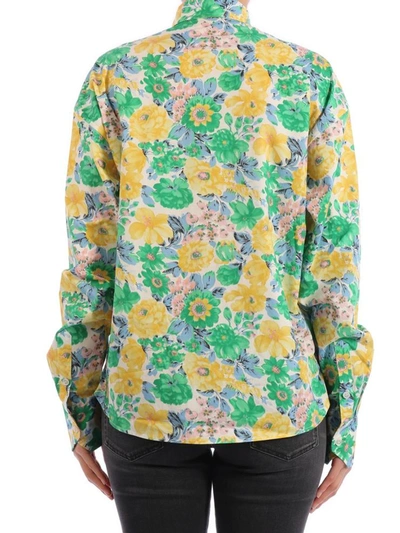 Shop Plan C Floral Print Cotton Shirt In Multicolor