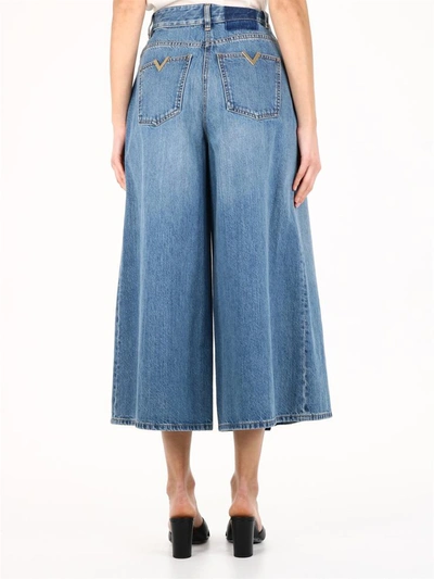 Shop Valentino Vgold Cropped Denim In Blue