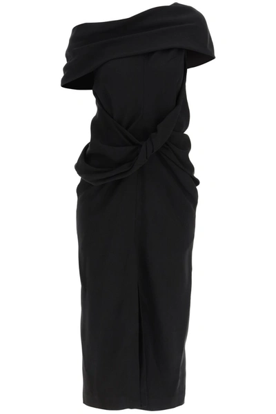 Shop Ambush Long Dress With Tied Detailing In Black