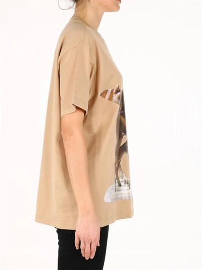 Shop Burberry Printed Fawn T-shirt Beige