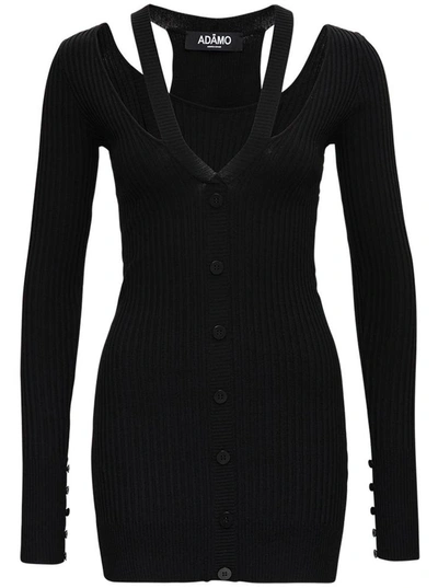 Shop Adamo Black Ribbed Knit Dress