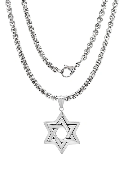 Shop Hmy Jewelry Stainless Steel Star Of David Pendant Necklace In Metallic