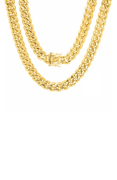 Shop Hmy Jewelry 18k Gold Plated Stainless Steel 24" Curb Chain Necklace In Yellow