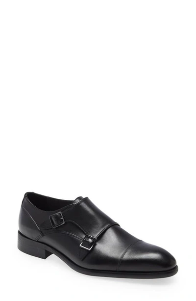 Shop Nordstrom Dale Cap Toe Monk Strap Shoe In Black Leather