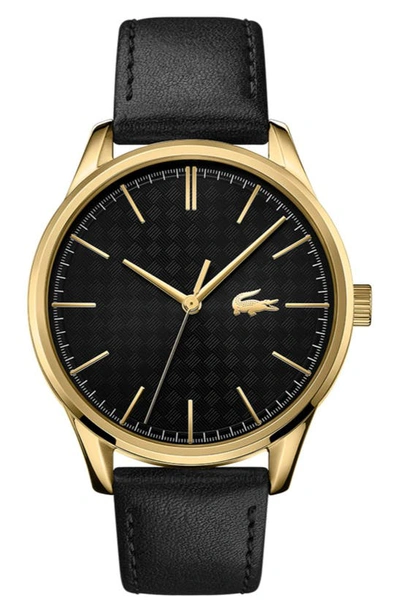 Shop Lacoste Vienna Leather Strap Watch, 42mm In Black
