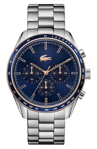 Shop Lacoste Boston Chronograph Bracelet Watch, 42mm In Blue