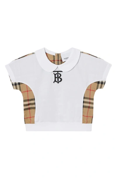 Shop Burberry Kids' Mini Deanne Check Panel Top In Archive Beige Check