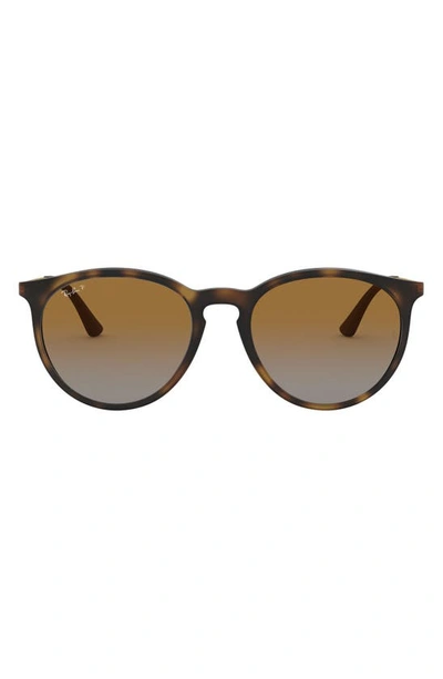 Shop Ray Ban 53mm Polarized Round Sunglasses In Brown/ Grey Polar