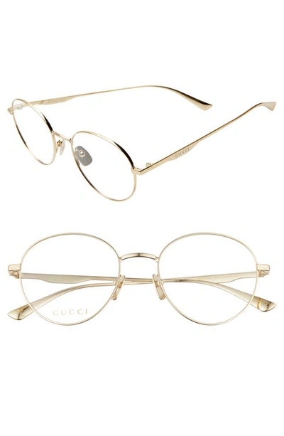 Shop Gucci 53mm Round Optical Glasses In Gold