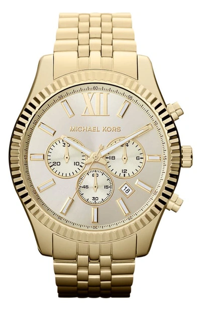 Shop Michael Michael Kors 'large Lexington' Chronograph Bracelet Watch, 45mm In Gold