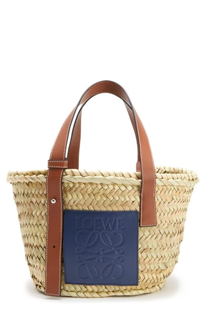Shop Loewe X Paula's Ibiza Small Basket Bag In Natural/ Ocean