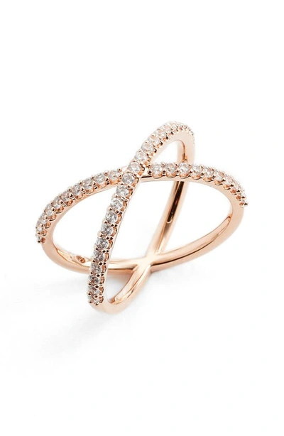 Shop Nadri Crossover Cubic Zirconia Ring In Rose Gold