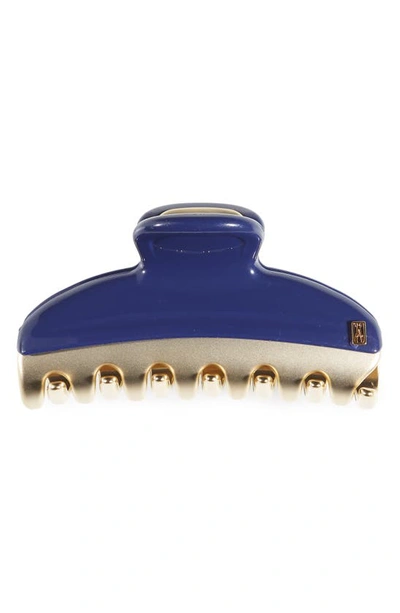 Shop Alexandre De Paris Vendome Hair Clip In Navy Gold