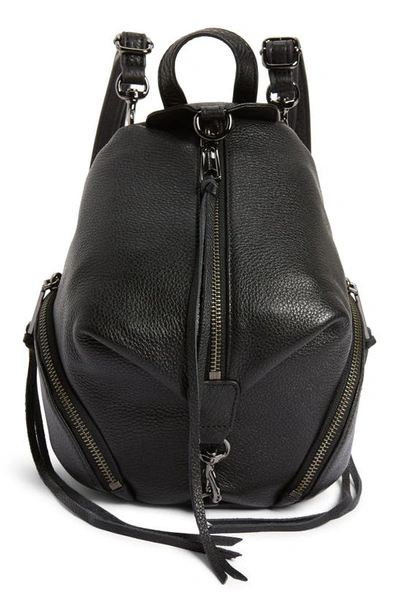 Shop Rebecca Minkoff Mini Julian Pebbled Leather Convertible Backpack In Black