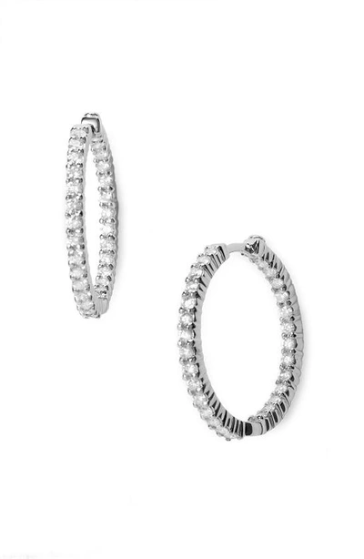 Shop Roberto Coin Diamond Hoop Earrings In White Gold