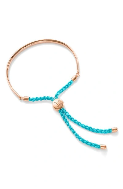Shop Monica Vinader Fiji Friendship Bracelet In Rose Gold/ Turquoise