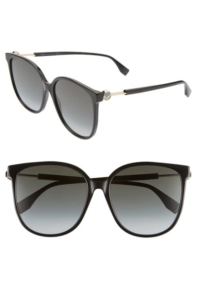 Shop Fendi 58mm Cat Eye Sunglasses In Black/ Dkgray Gradient