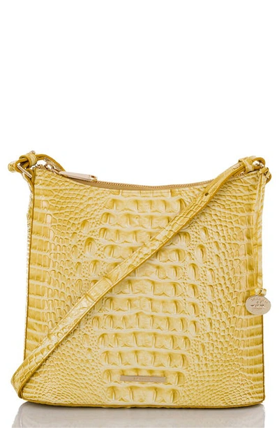Shop Brahmin Katie Croc Embossed Leather Crossbody Bag In Lemonade