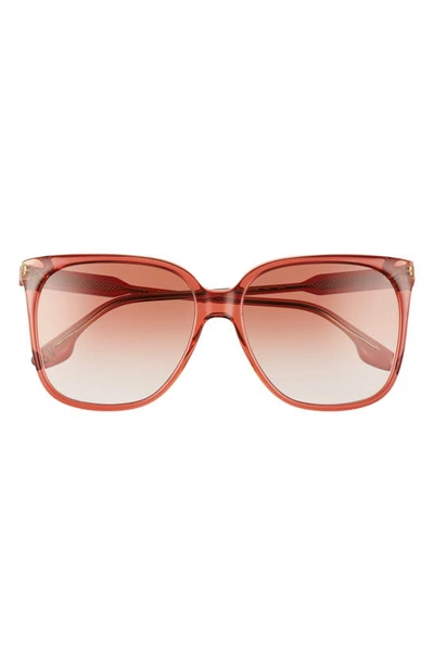 Shop Victoria Beckham Core 59mm Square Gradient Sunglasses In Wine/ Honey