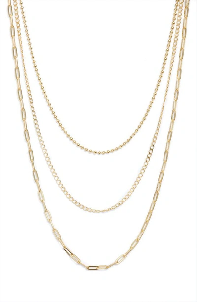 Shop Argento Vivo Sterling Silver Three-row Layered Chain Necklace In Gold