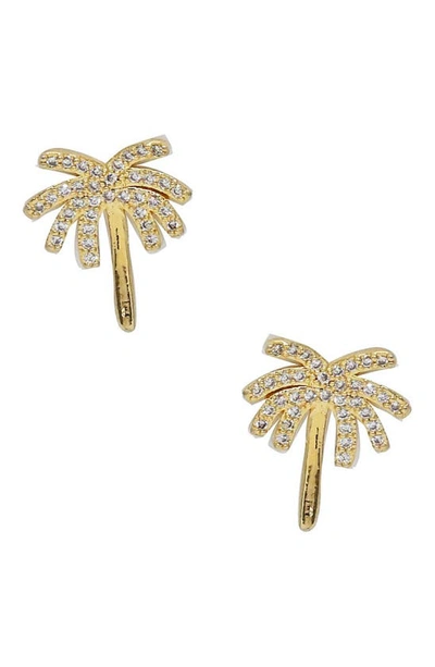 Shop Ettika Crystal Palm Tree Stud Earrings In Gold