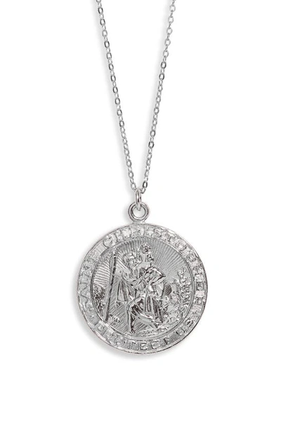 Shop Set & Stones Saint Christopher Pendant Necklace In Silver