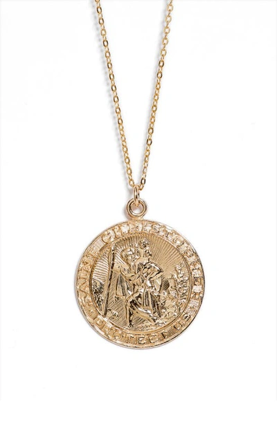 Shop Set & Stones Saint Christopher Pendant Necklace In Gold