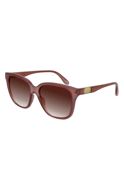Shop Gucci 56mm Gradient Square Sunglasses In Opal Rose/ Brown Gradient