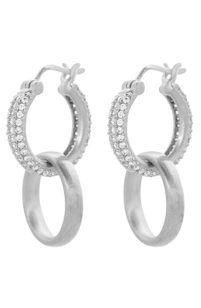 Shop Dean Davidson Signature Pavé Drop Hoop Earrings In White Topaz/silver